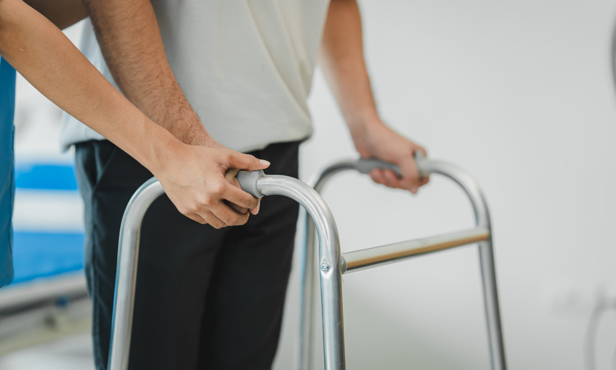 Patient recovering from microdiscectomy surgery during physical therapy rehabilitation
